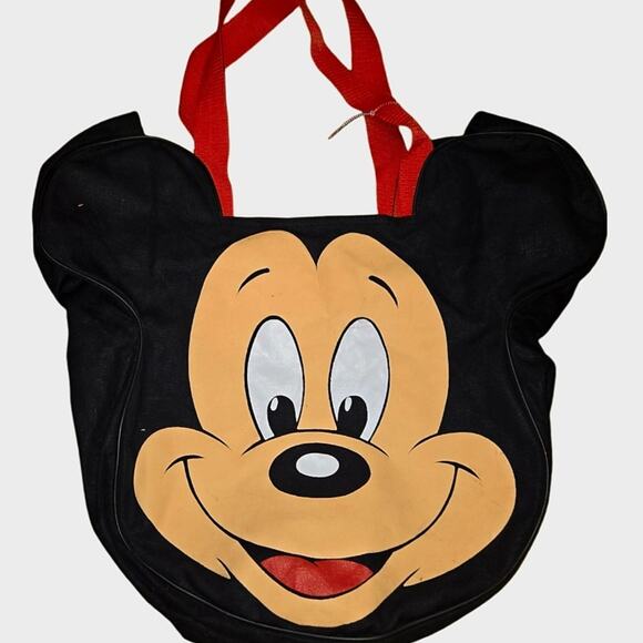 VINTAGE VERSION - Retro MICKEY MOUSE FACE LARGE TOTE DISNEY WORLD - - Picture 3 of 6